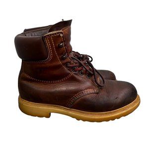 Vintage Red Wing Factors Work Boots Leather 7 Men 8.5 Women Lace Up Brown